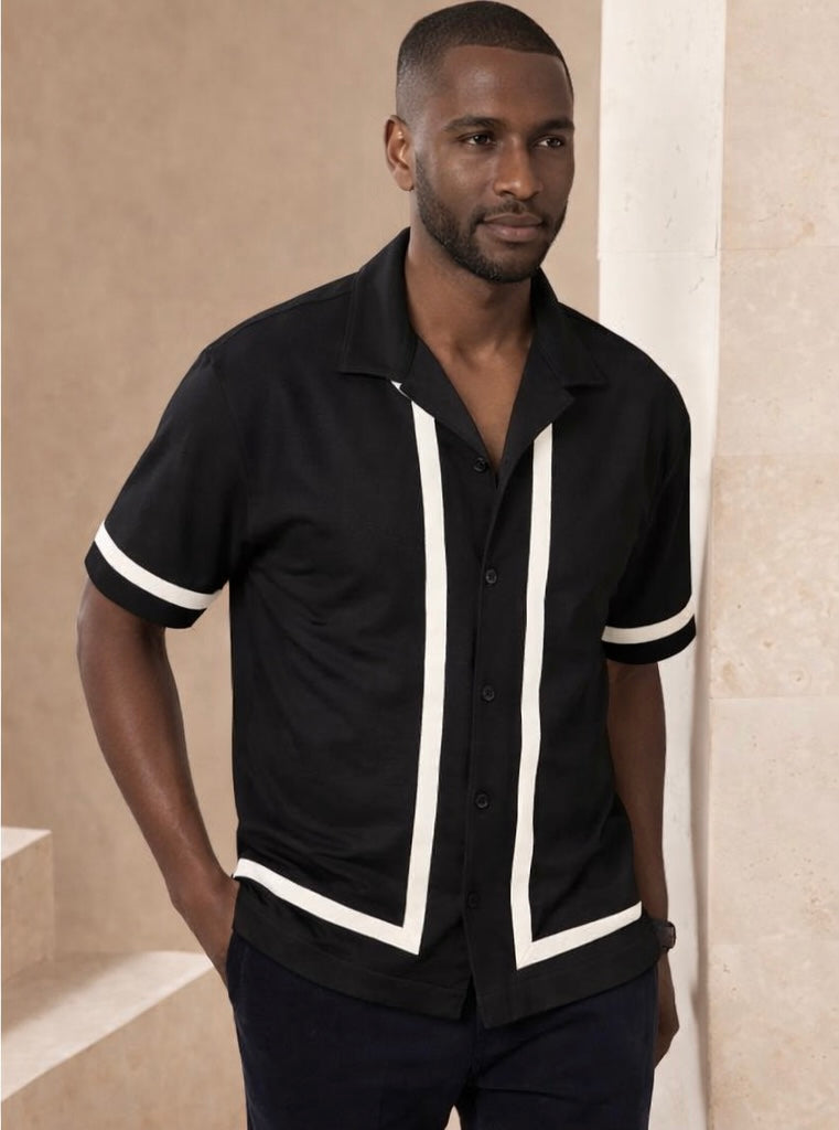 Black Short Sleeve Linen Shirt